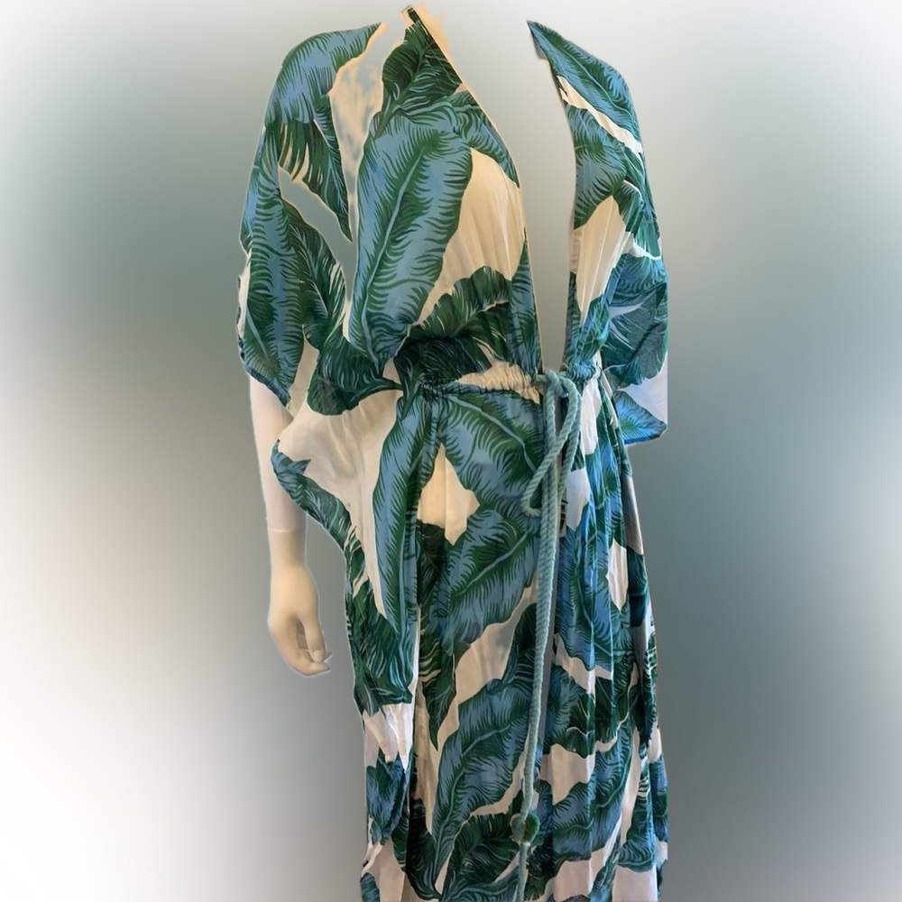 Tropical Leaf Print Swim Cover-Up - Picture 13 of 14